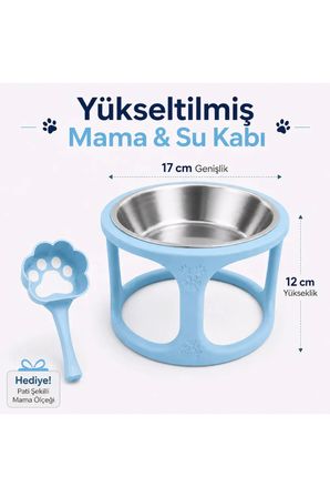 Arvina Atelier Yükseltilmiş Mama ve Su Kabı | Paslanmaz Çelik Kaplı Kedi Köpek Mama Kabı | Kaydırmaz Tabanlı