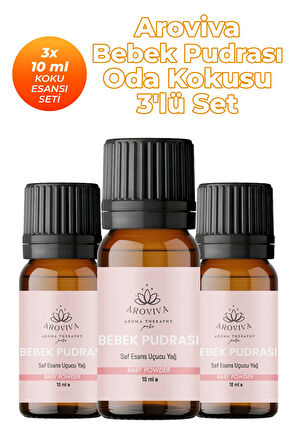 Bebek Pudrası Oda Kokusu 3'Lü Set- Doğal Esansiyel Uçucu Yağ, Difüzör Esansı, Buhurdanlık Yağı Bebek Pudrası Oda Kokusu 3'Lü Set- Doğal Esansiyel Uçucu Yağ, Difüzör Esansı, Buhurdanlık Yağı