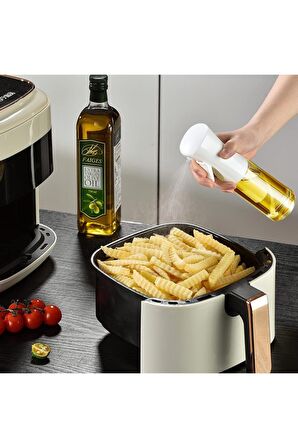 ARVALE Sprey Yağdanlık Cam Şişe Yağ Püskürtücü 225 ml Airfryer Kızartma Izgara Salata İçin Yağlık - Siyah