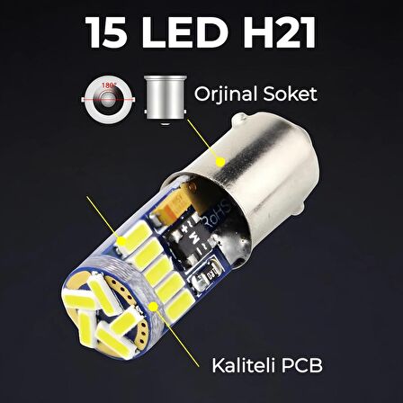 H21W 15 Ledli H21 Led Ampül 6000K Beyaz