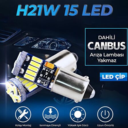 H21W 15 Ledli H21 Led Ampül 6000K Beyaz