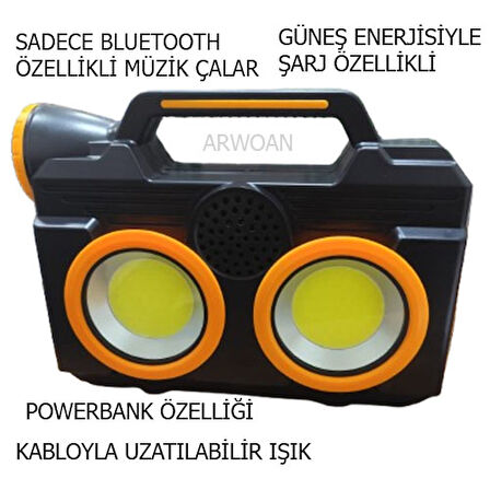 Arwoan kabloyla uzatılabilir fener sadece bluetooth'la çalışabilir ses bombası