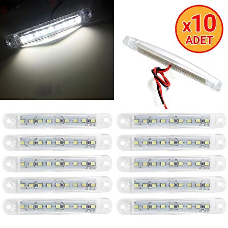 10 Adet 9 Ledli Parmak Led Beyaz Işık Su Geçirmez 12-24V