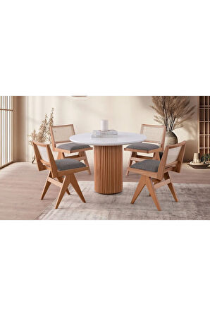 Arya Yuvarlak Ahşap Bohem Masa 130x130