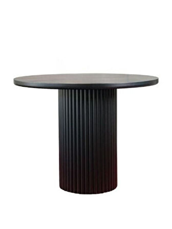 Arya Yuvarlak Siyah Ahşap Bohem Masa 100x100