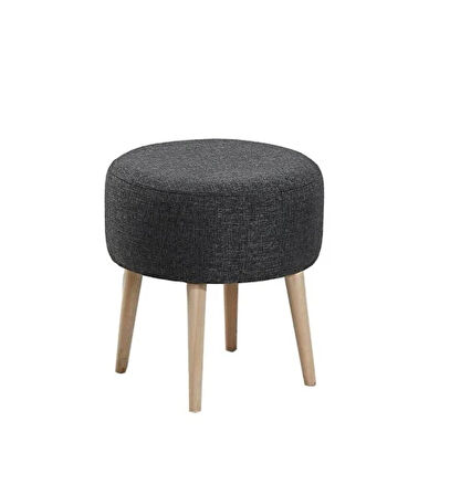ARYA Gürgen Retro Ahşap Ayaklı Dekoratif Silindir Puf Bench Sandalye Dekoratif Silindir Puf Keten Kumaş