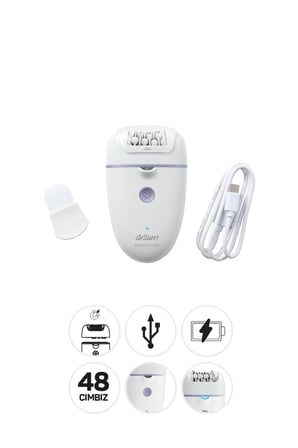 Arzum Ar5173 Sateen Touch Şarjlı Epilasyon Cihazı, Beyaz Beyaz