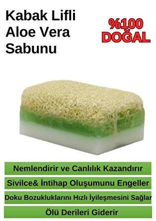 Doğal %100 El Yapımı Kabak Lifli Aloe Vera Sabun