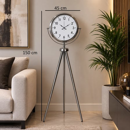 Krom Klasik Majesty 150 x 45 Cm Metal Ayaklı Saat