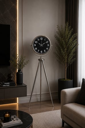 Krom Majesty 150 x 45 Cm Metal Tripod Ayaklı Saat