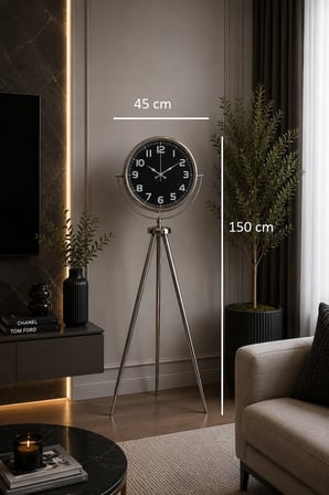 Krom Majesty 150 x 45 Cm Metal Tripod Ayaklı Saat
