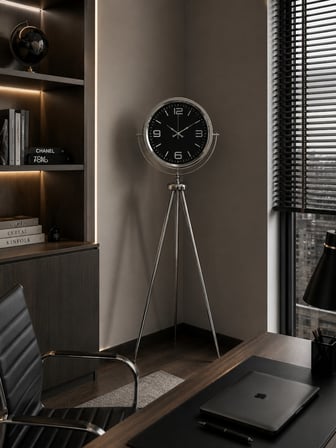 Krom Elegance 150 x 45 Cm Metal Tripod Ayaklı Saat