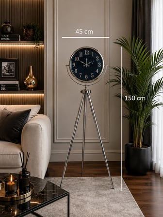 Krom Royal Aynalı Tripod 150 x 45 Cm Ayaklı Saat