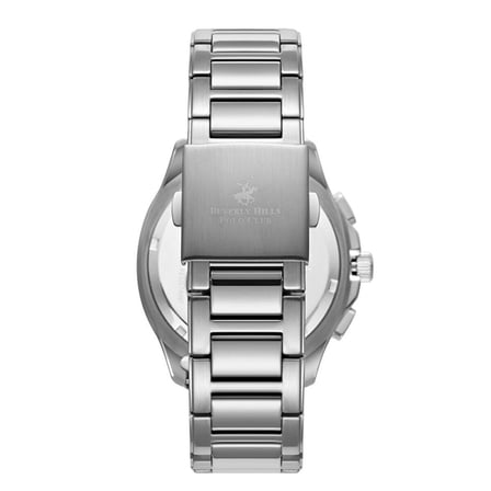 Beverly Hills Polo Club Gümüş Yuvarlak Kasa Erkek Kol Saati | 44 mm Çelik Kasa, Mavi Kadran