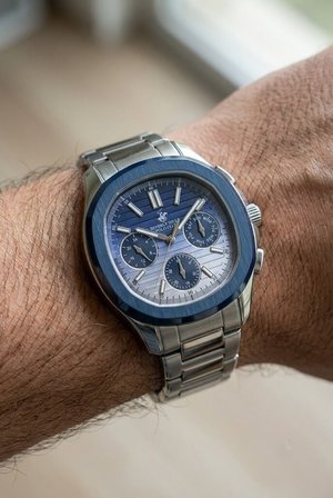 Beverly Hills Polo Club Gümüş Yuvarlak Kasa Erkek Kol Saati | 44 mm Çelik Kasa, Gümüş Çelik Kordon