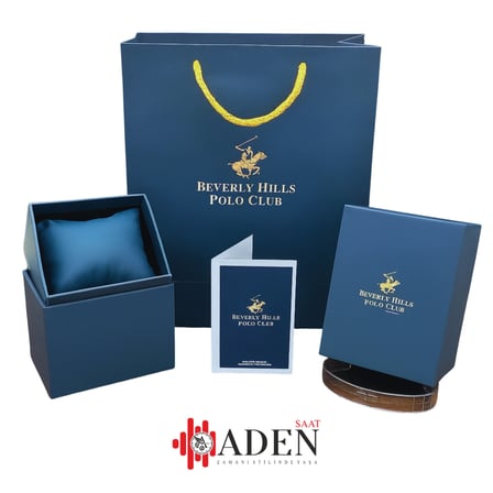 Beverly Hills Polo Club Altın Yuvarlak Kasa Erkek Kol Saati | 39 mm Çelik Kasa, Siyah Deri Kordon, Beyaz Kadran