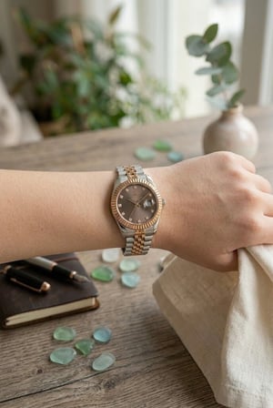 Beverly Hills Polo Club Gümüş-Rose Yuvarlak Kasa Kadın Kol Saati | 30 mm Çelik Kasa, Kahverengi Kadran
