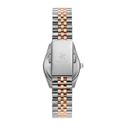 Beverly Hills Polo Club Gümüş-Rose Yuvarlak Kasa Kadın Kol Saati | 30 mm Çelik Kasa, Kahverengi Kadran
