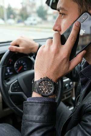 Fiesta Siyah Spor Erkek Kol Saati |  46 mm Çelik Kasa, Çelik Siyah Kordon, Safir Cam, 5ATM Su Geçirmez