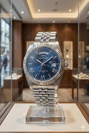 Slazenger Romen Rakamlı Erkek Kol Saati | 41mm, Çelik Kordonlu, Lacivert Kadran, Day Date Tasarım