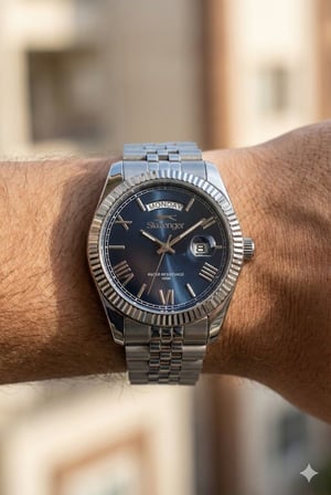 Slazenger Romen Rakamlı Erkek Kol Saati | 41mm, Çelik Kordonlu, Lacivert Kadran, Day Date Tasarım