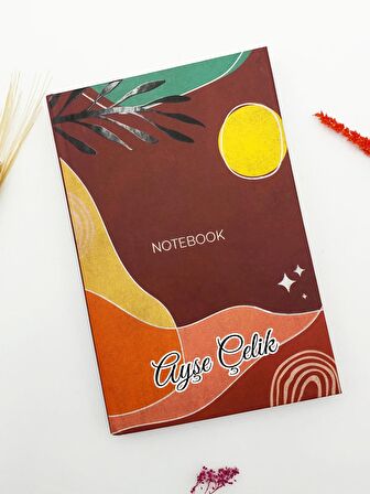 Kişiye Özel Defter & Kiremit Fincan & Beyaz Kalem Hediye Seti