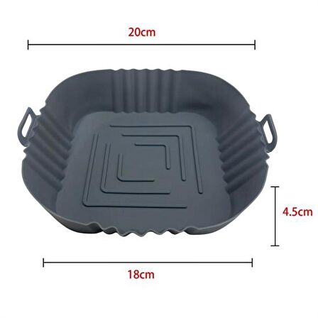 BUFFER® Renkli Isıya Dayanıklı Yıkanılabilir Silikon Fırın Airfryer Kare Model Pişirme Matı 20 cm