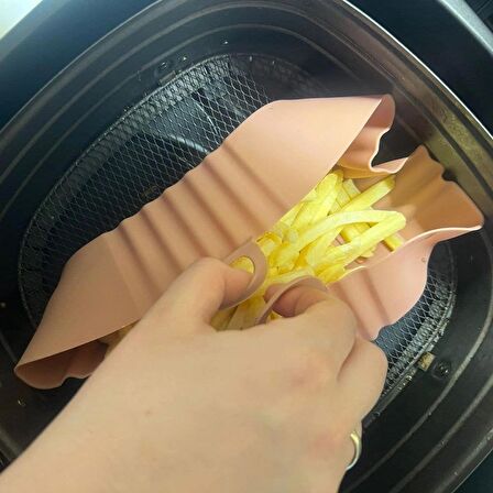 BUFFER® Renkli Isıya Dayanıklı Yıkanılabilir Silikon Fırın Airfryer Kare Model Pişirme Matı 20 cm