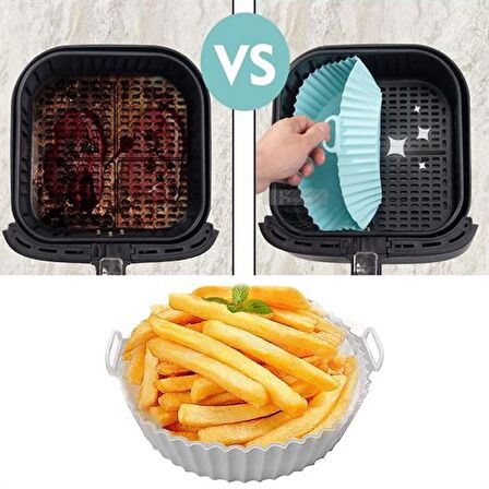 BUFFER® Renkli Isıya Dayanıklı Yıkanılabilir Silikon Fırın Ve Airfryer Yuvarlak Pişirme Matı 20 Cm