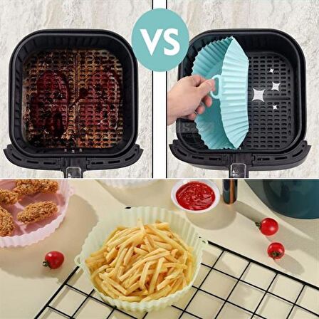 BUFFER® Renkli Isıya Dayanıklı Yıkanılabilir Silikon Fırın Ve Airfryer Yuvarlak Pişirme Matı 20 Cm