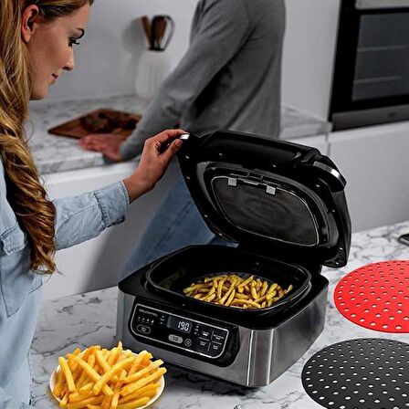 BUFFER® Renkli Isıya Dayanıklı Yıkanılabilir Silikon Fırın Ve Airfryer Yuvarlak Pişirme Matı 20 Cm (SİYAH)