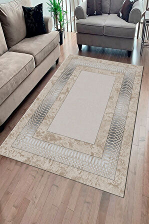 VİZON-GÜMÜŞ Modern Çerçeve Desen Halı B1320