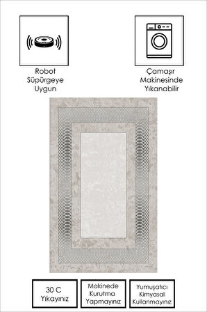 VİZON-GÜMÜŞ Modern Çerçeve Desen Halı B1320