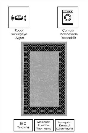 GRİ Modern Çerçeve Desen Halı ŞHB1322