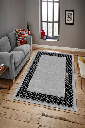 GRİ Modern Çerçeve Desen Halı ŞHB1322