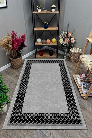 GRİ Modern Çerçeve Desen Halı ŞHB1322