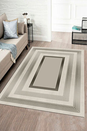 GRİ Modern Çerçeve Desen Halı B1323