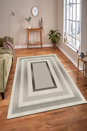 GRİ Modern Çerçeve Desen Halı B1323