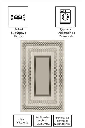 GRİ Modern Çerçeve Desen Halı B1323