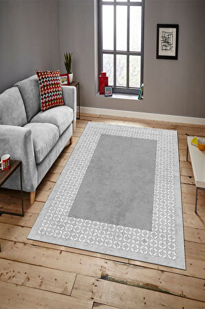 BEJ-LACİVERT Modern Çerçeve Desen Halı B1326