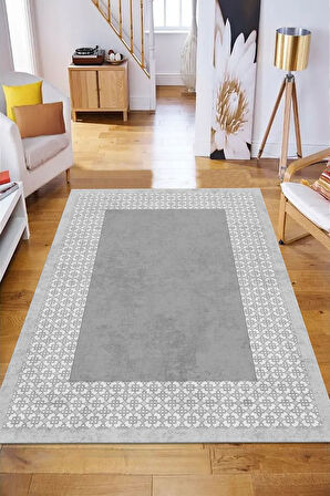BEJ-LACİVERT Modern Çerçeve Desen Halı B1326