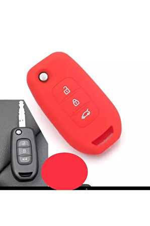 Megane 4 Joy - Clio 5 Ve Koleos Silikon Anahtar Koruma Kılıfı Kırmızı Renk