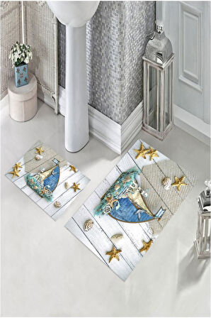 Multi  Kaymaz Taban Deniz Tema Banyo Paspas  BP-1