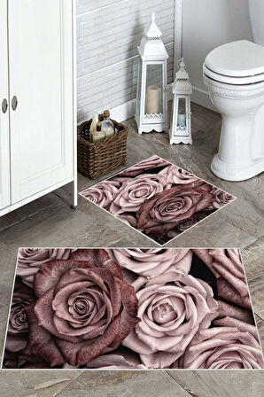 Pembe  Kaymaz Gül Banyo Paspas  BP-29