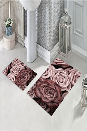 Pembe  Kaymaz Gül Banyo Paspas  BP-29