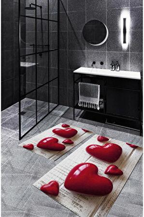 Krem Zemin  Kaymaz Taban Kalp Banyo Paspas  BP-36