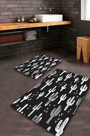 Siyah Pvc Deri Kaymaz Taban Kaktüs Banyo Klozet Takımı Saçaksız BPS-1061