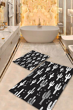 Siyah Pvc Deri Kaymaz Taban Kaktüs Banyo Klozet Takımı Saçaksız BPS-1061