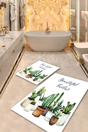 Beyaz Pvc Deri Kaymaz Taban Kaktüs Banyo Klozet Takımı BPS-1065