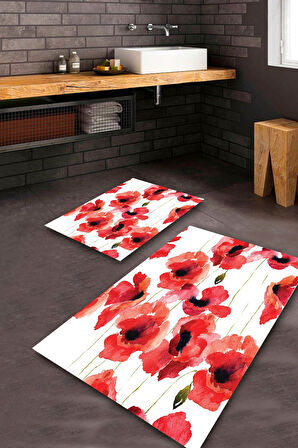 NarÇiçeği Pvc Deri Kaymaz Taban Çiçek Banyo Klozet Takımı Saçaksız BPS-1295